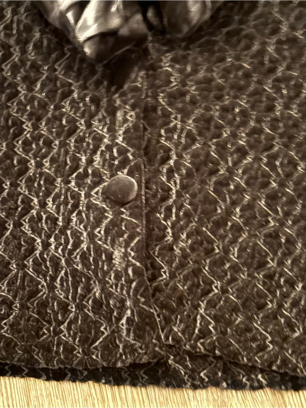 Black Textured Shawl-Collar Blouse - Picture 3 of 5